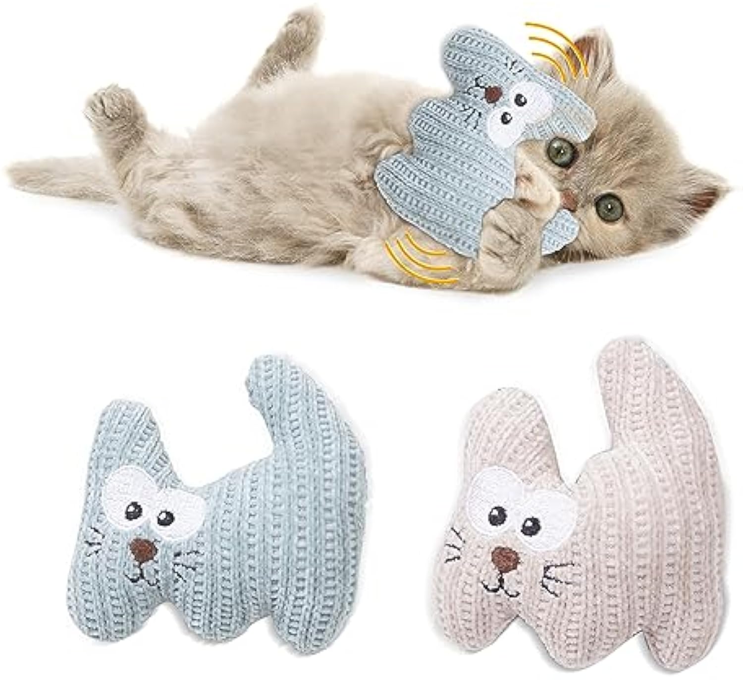 KFX-3645501 Catnip Plush Chew Toy with Bell for Kittens and Cats - Bite Resistant Teething Toy