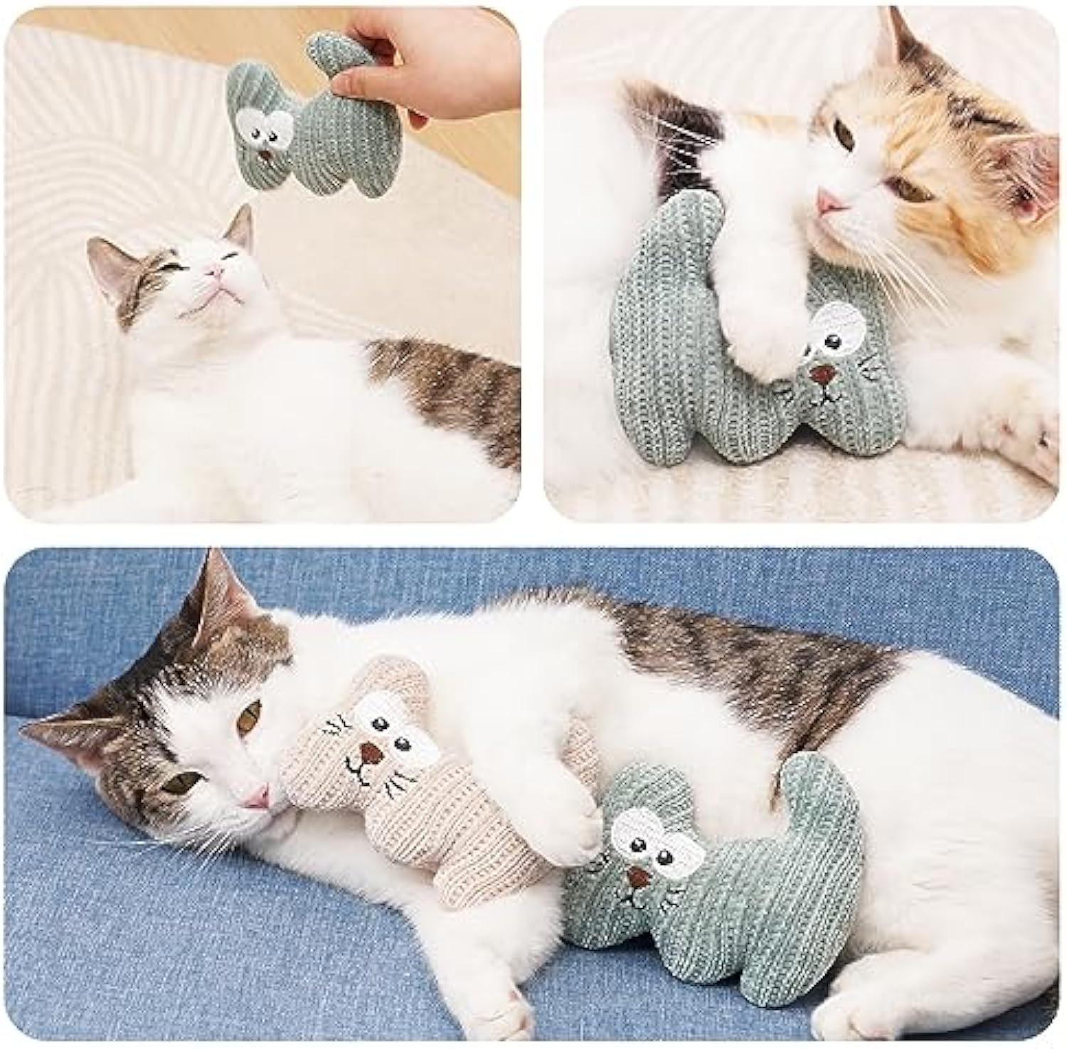 KFX-3645501 Catnip Plush Chew Toy with Bell for Kittens and Cats - Bite Resistant Teething Toy