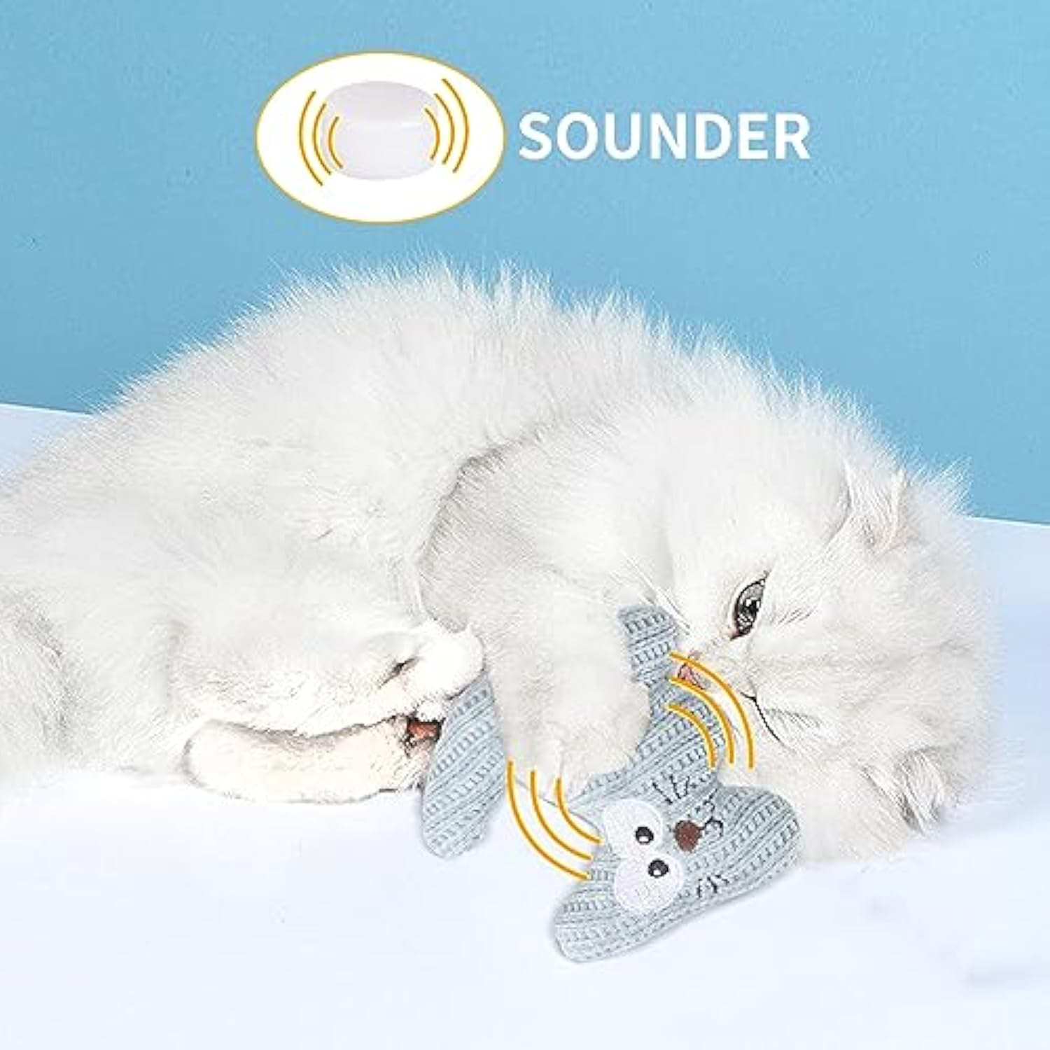 KFX-3645501 Catnip Plush Chew Toy with Bell for Kittens and Cats - Bite Resistant Teething Toy