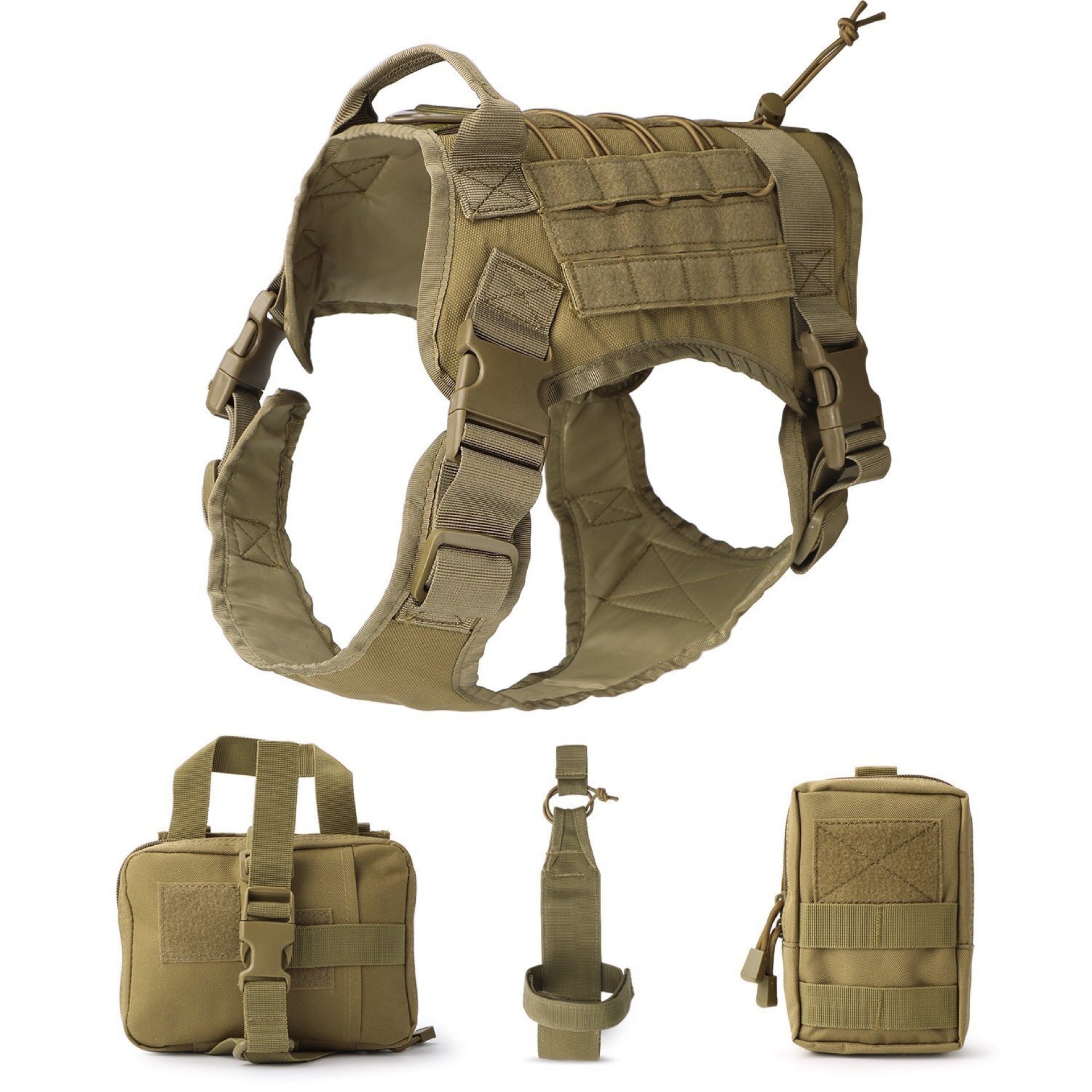 KFX-3647293 Tactical Outdoor Dog Vest Suit with Strap, Rope, Kettle Bag, Ambulance Bag, and Backpack