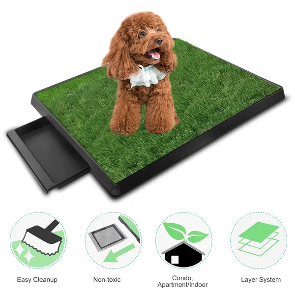 KFX-3647677 Artificial Grass Potty Training Pad for Dogs and Cats - 3-Layer Easy Clean Toilet Trainer Mat