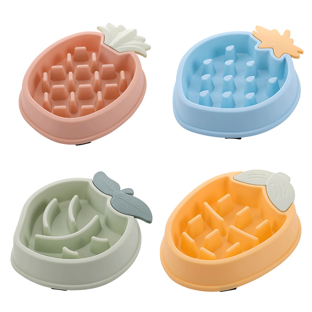 KFX-3648189 Pineapple-Shaped Slow Feed Pet Bowl in Vibrant Colors Suitable for Dogs