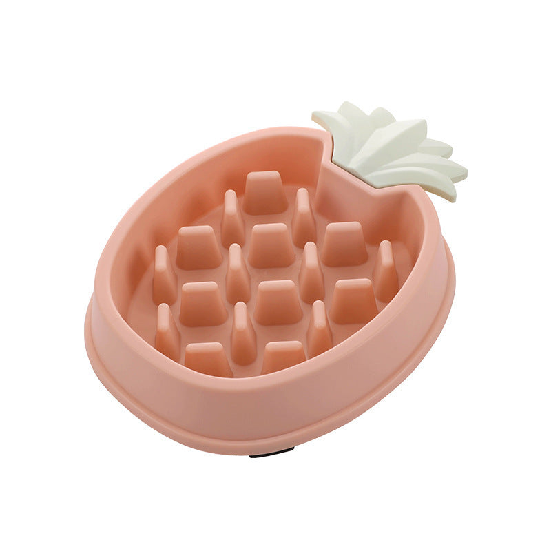 KFX-3648189 Pineapple-Shaped Slow Feed Pet Bowl in Vibrant Colors Suitable for Dogs