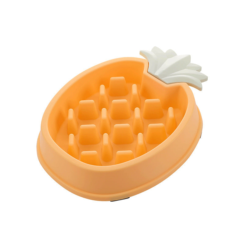 KFX-3648189 Pineapple-Shaped Slow Feed Pet Bowl in Vibrant Colors Suitable for Dogs
