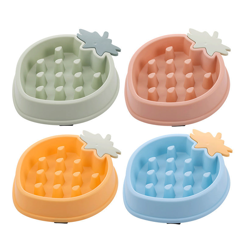 KFX-3648189 Pineapple-Shaped Slow Feed Pet Bowl in Vibrant Colors Suitable for Dogs