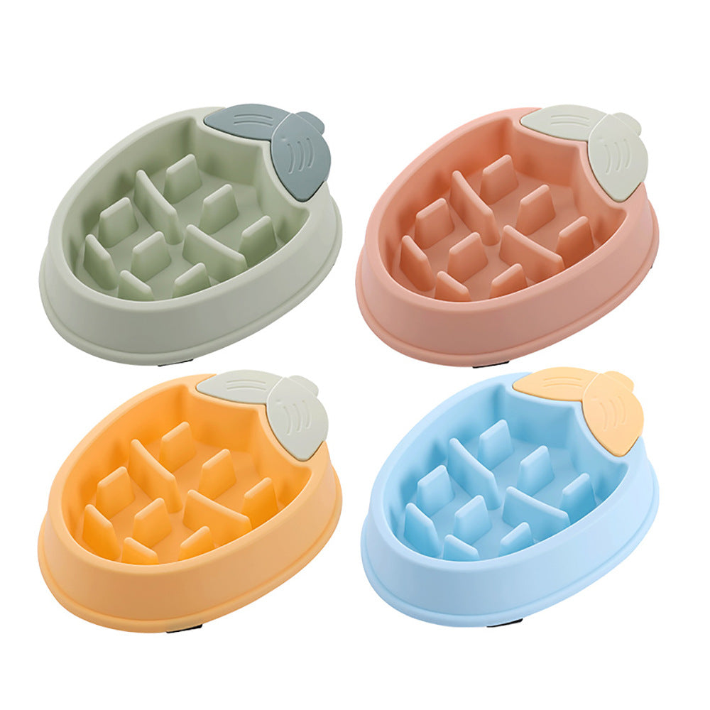 KFX-3648189 Pineapple-Shaped Slow Feed Pet Bowl in Vibrant Colors Suitable for Dogs