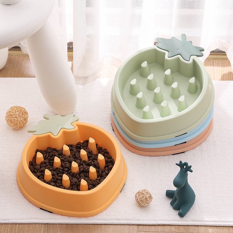 KFX-3648189 Pineapple-Shaped Slow Feed Pet Bowl in Vibrant Colors Suitable for Dogs