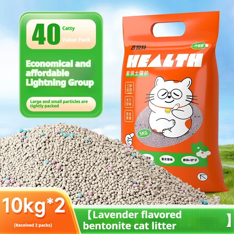 KFX-3649469 Bentonite Cat Litter with Original Lemon and Lavender Scents, Low Dust Formula