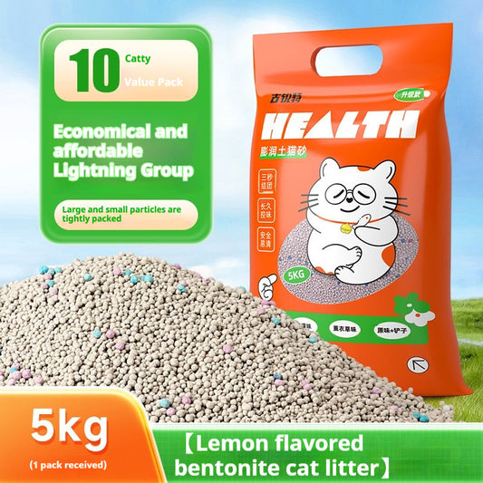KFX-3649469 Bentonite Cat Litter with Original Lemon and Lavender Scents, Low Dust Formula