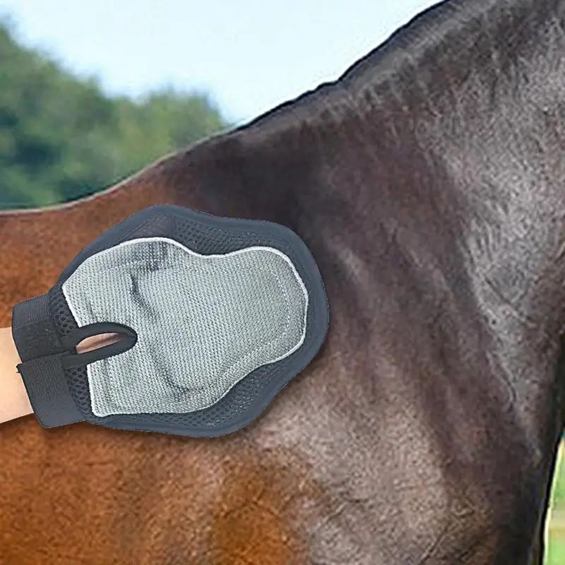 KFX-3649597 Soft Silicone Horse Massage & Bathing Gloves for Easy Dehairing and Grooming