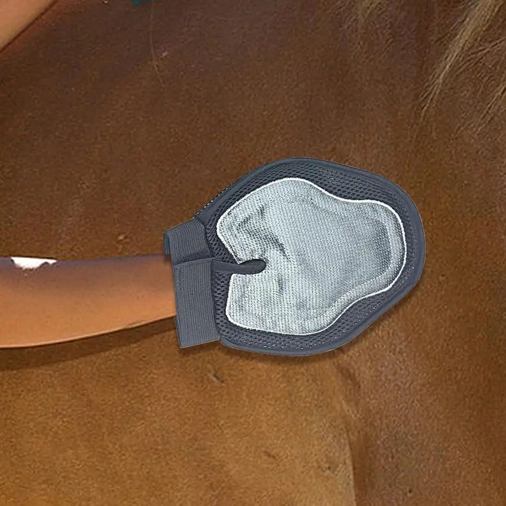 KFX-3649597 Soft Silicone Horse Massage & Bathing Gloves for Easy Dehairing and Grooming
