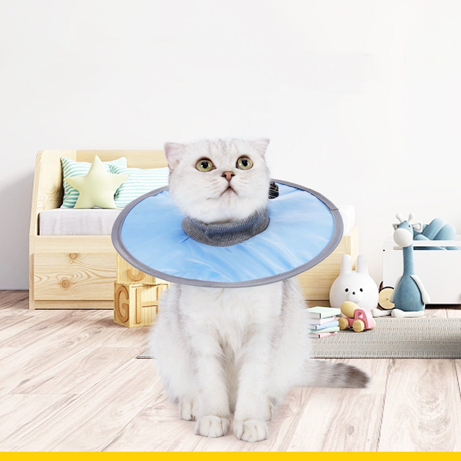 KFX-3649981 Pet Circle Collar for Cats - Light Blue, Pink, Fruit Green - Size M, L, XL, Polyester Material
