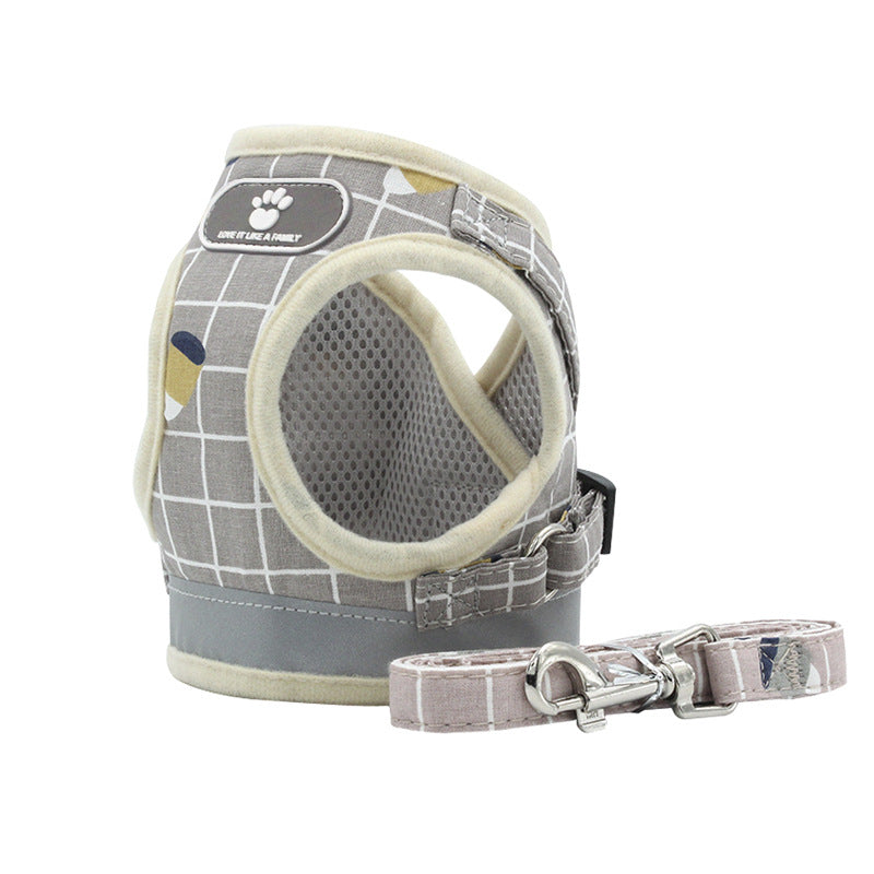 KFX-3653053 Reflective Breathable Mesh Harness and Leash for Small to Medium Pets