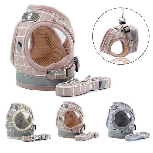 KFX-3653053 Reflective Breathable Mesh Harness and Leash for Small to Medium Pets