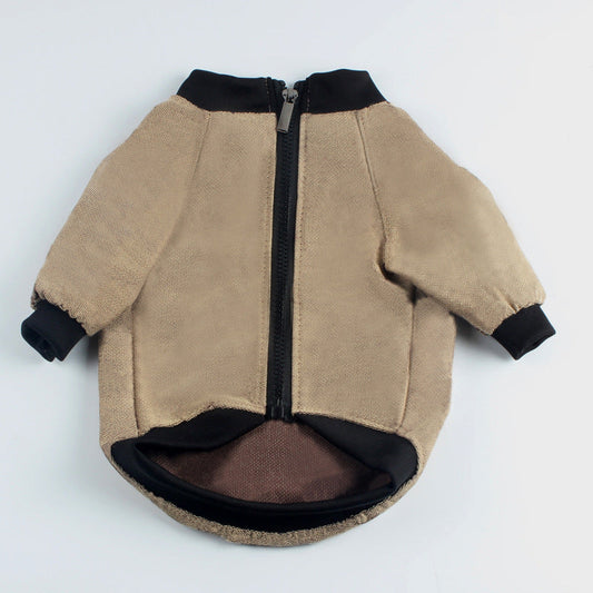 KFX-3653437 Khaki Winter Hoodie Coat for Pets - Casual Polyester Design in Multiple Sizes