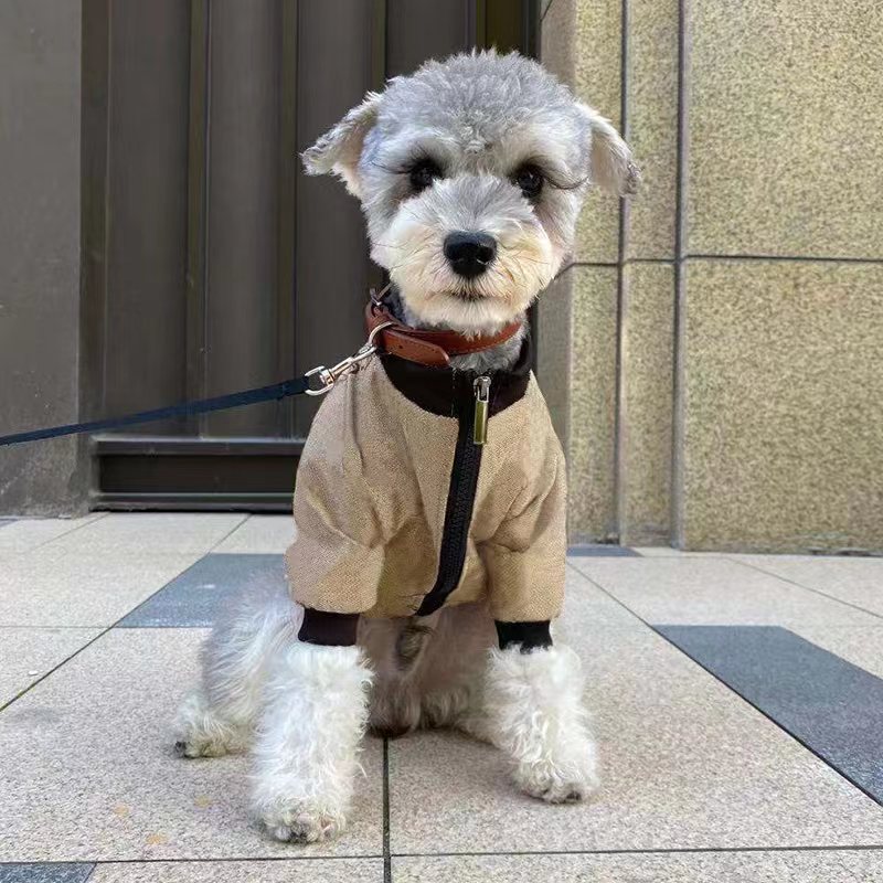KFX-3653437 Khaki Winter Hoodie Coat for Pets - Casual Polyester Design in Multiple Sizes