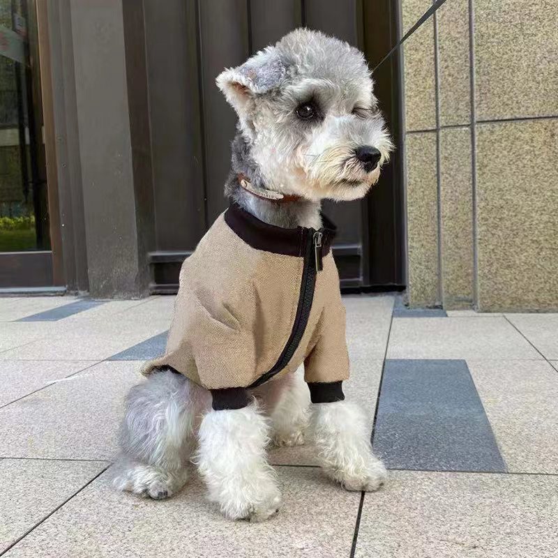 KFX-3653437 Khaki Winter Hoodie Coat for Pets - Casual Polyester Design in Multiple Sizes