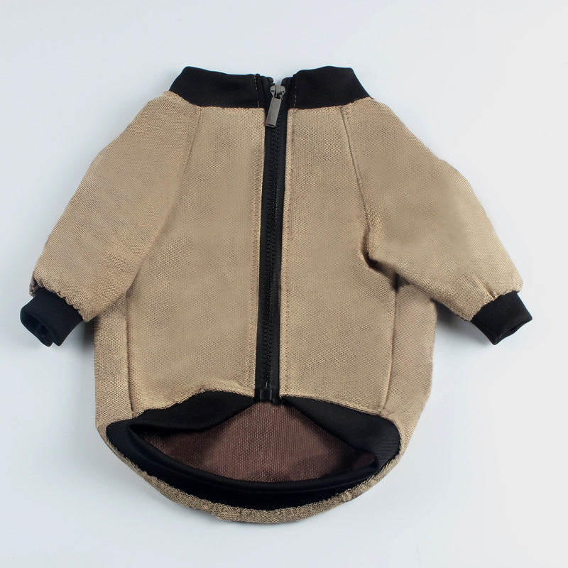 KFX-3653437 Khaki Winter Hoodie Coat for Pets - Casual Polyester Design in Multiple Sizes
