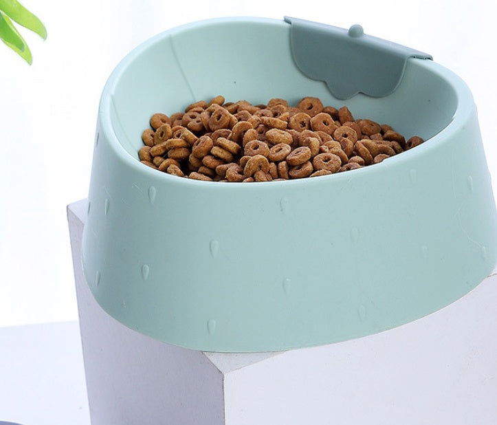 KFX-3653949 Strawberry Grain Pet Bowl for Cats - Durable PP Plastic in Green, Pink, and Gray
