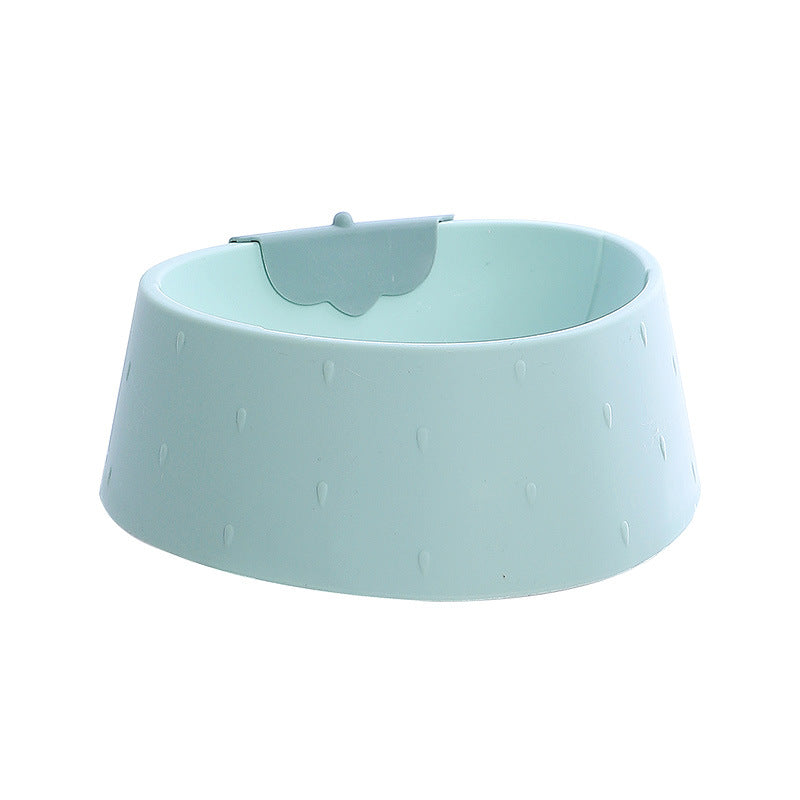 KFX-3653949 Strawberry Grain Pet Bowl for Cats - Durable PP Plastic in Green, Pink, and Gray