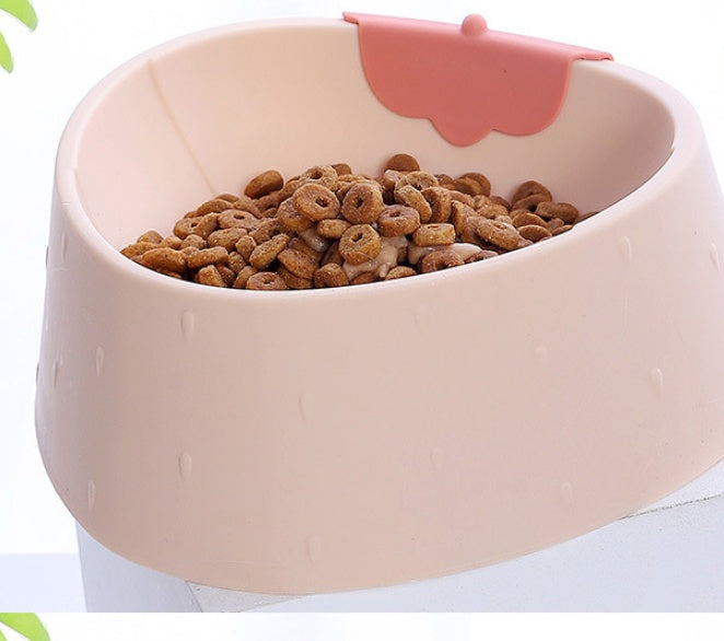KFX-3653949 Strawberry Grain Pet Bowl for Cats - Durable PP Plastic in Green, Pink, and Gray