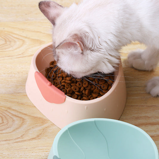 KFX-3653949 Strawberry Grain Pet Bowl for Cats - Durable PP Plastic in Green, Pink, and Gray