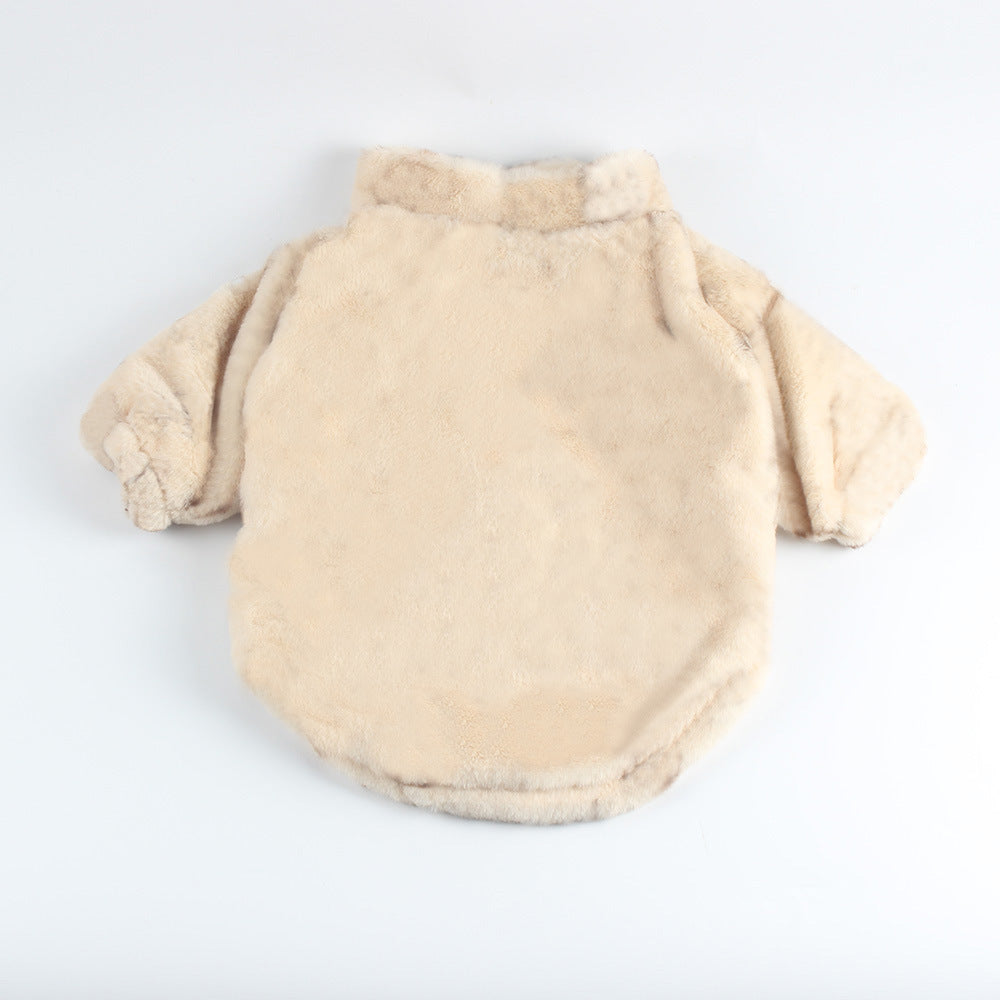 KFX-3654333 Pet Fur Zip-up Shirt for Dogs in Brown, Beige, and Pink - Casual Polyester Clothing for All Sizes S-2XL
