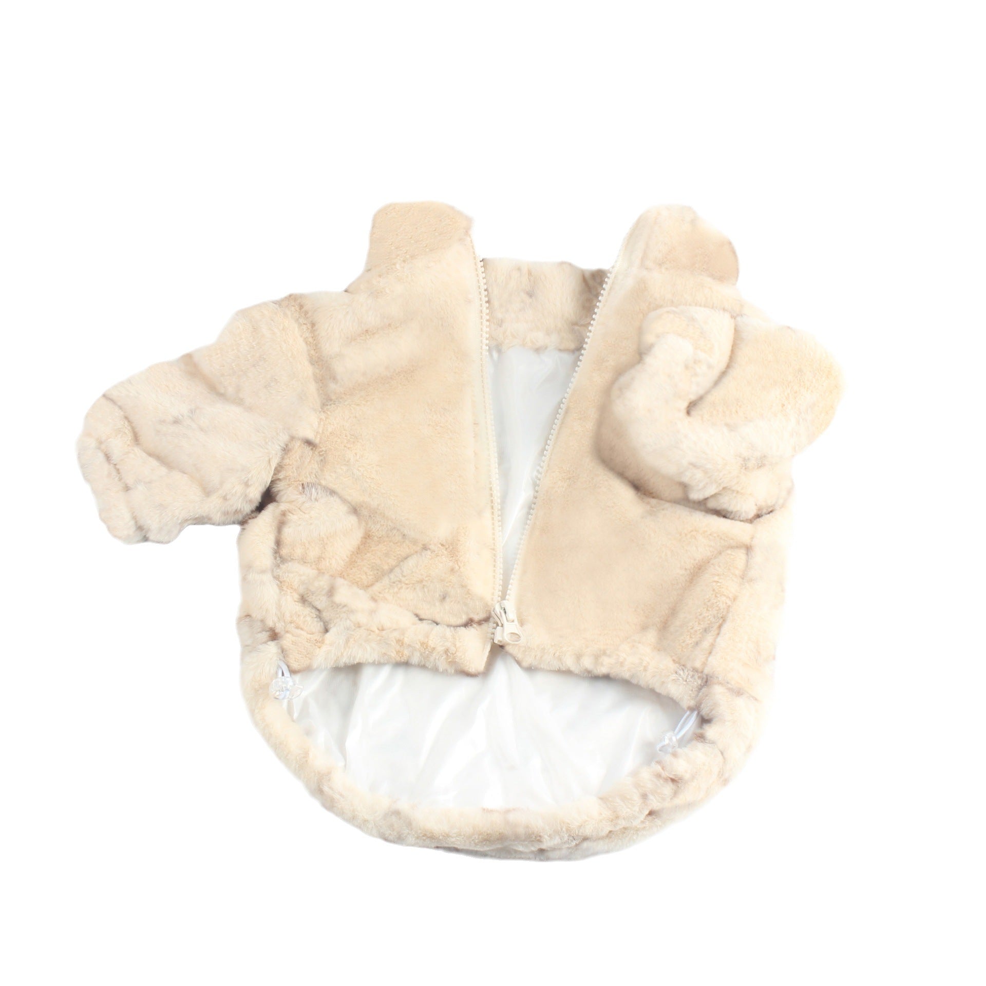 KFX-3654333 Pet Fur Zip-up Shirt for Dogs in Brown, Beige, and Pink - Casual Polyester Clothing for All Sizes S-2XL