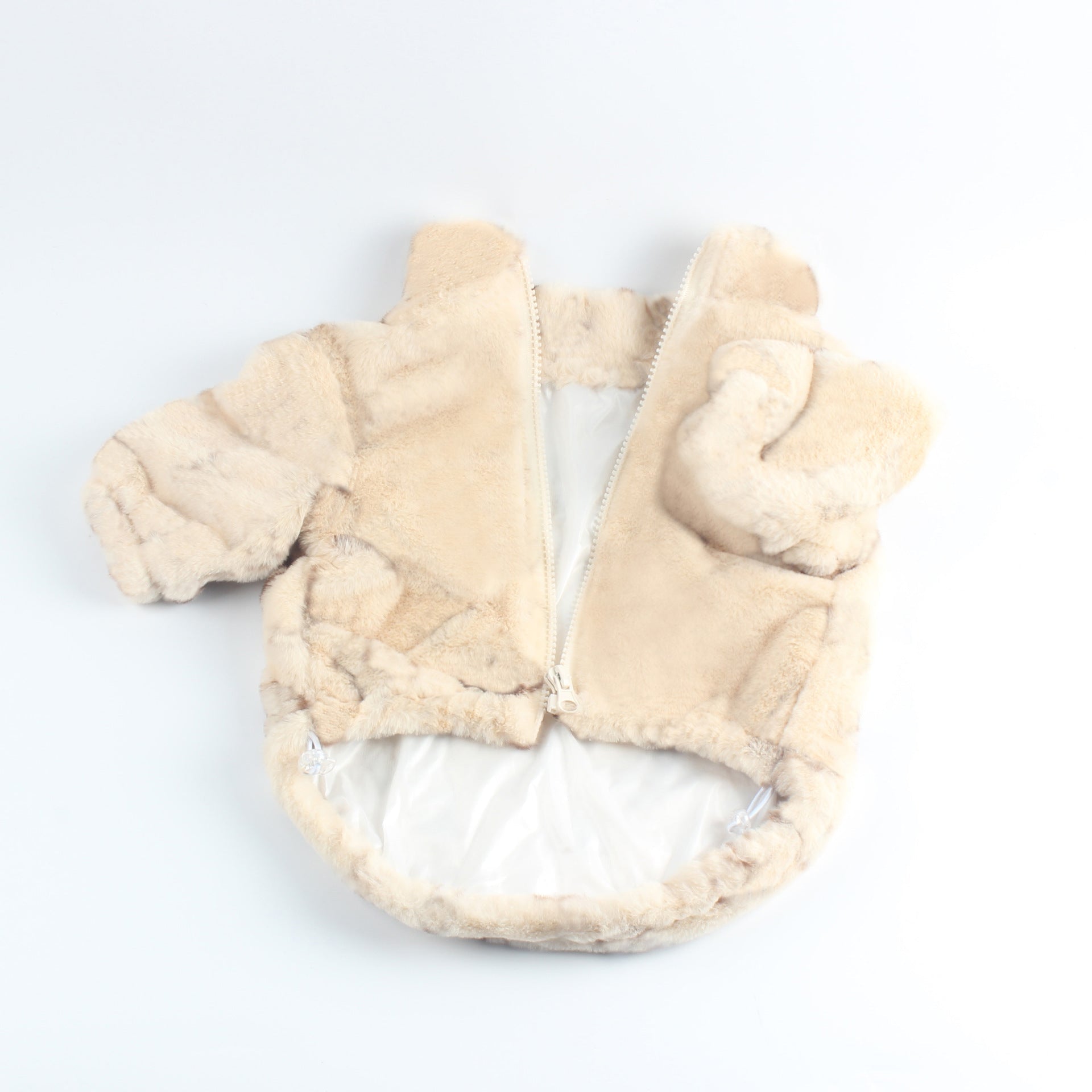 KFX-3654333 Pet Fur Zip-up Shirt for Dogs in Brown, Beige, and Pink - Casual Polyester Clothing for All Sizes S-2XL