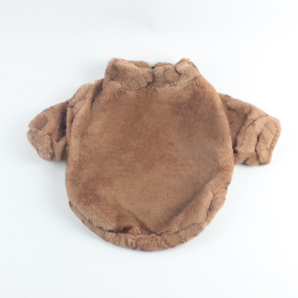 KFX-3654333 Pet Fur Zip-up Shirt for Dogs in Brown, Beige, and Pink - Casual Polyester Clothing for All Sizes S-2XL