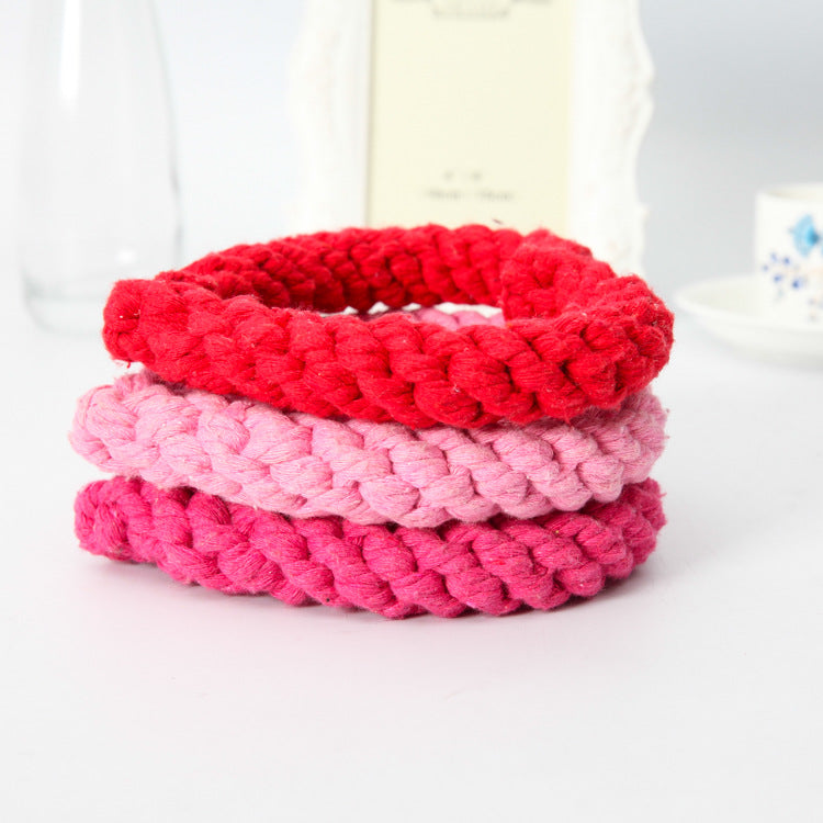 KFX-3654589 Cotton Rope Woven Love Toy for Pets - Pink, Red, Rose Red - 11CM