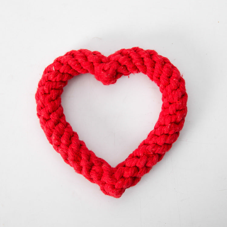 KFX-3654589 Cotton Rope Woven Love Toy for Pets - Pink, Red, Rose Red - 11CM