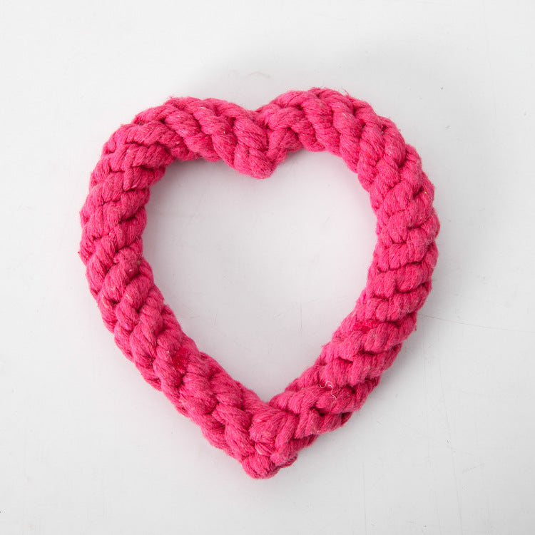 KFX-3654589 Cotton Rope Woven Love Toy for Pets - Pink, Red, Rose Red - 11CM
