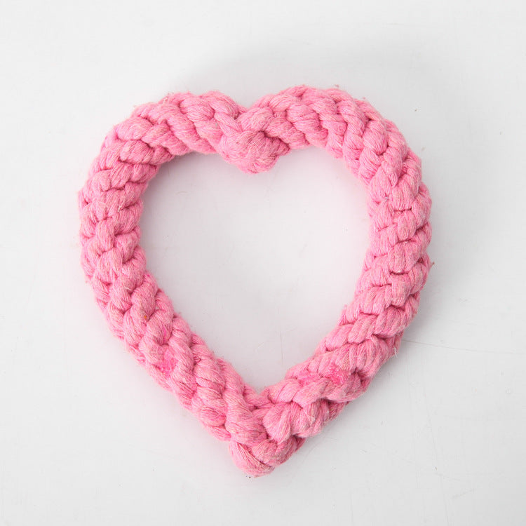 KFX-3654589 Cotton Rope Woven Love Toy for Pets - Pink, Red, Rose Red - 11CM
