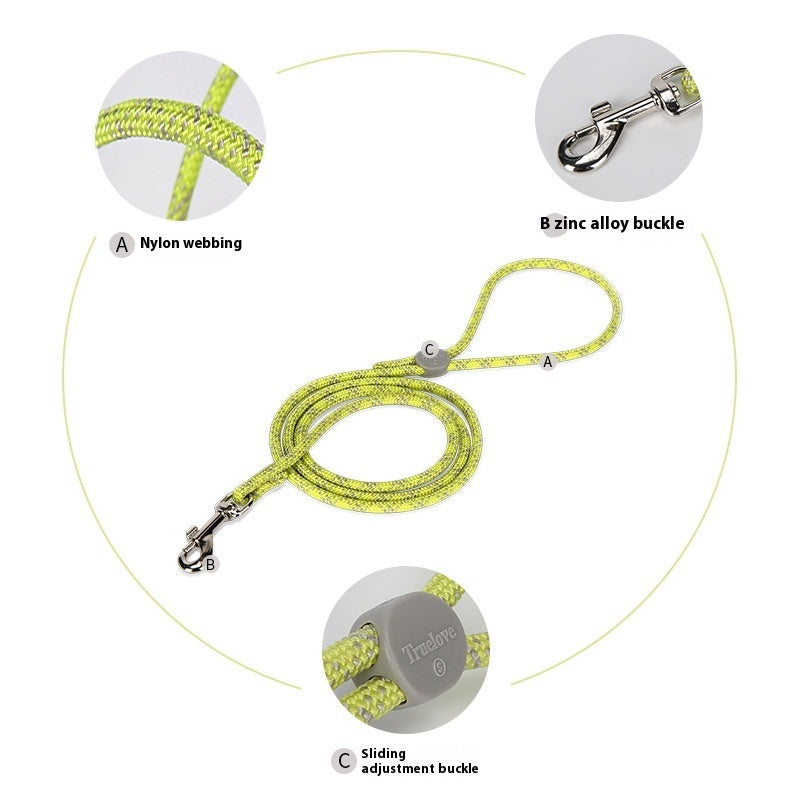 KFX-3655229 Colorful Adjustable Nylon Pet Leash with Zinc Alloy Hooks and Plastic Buckle
