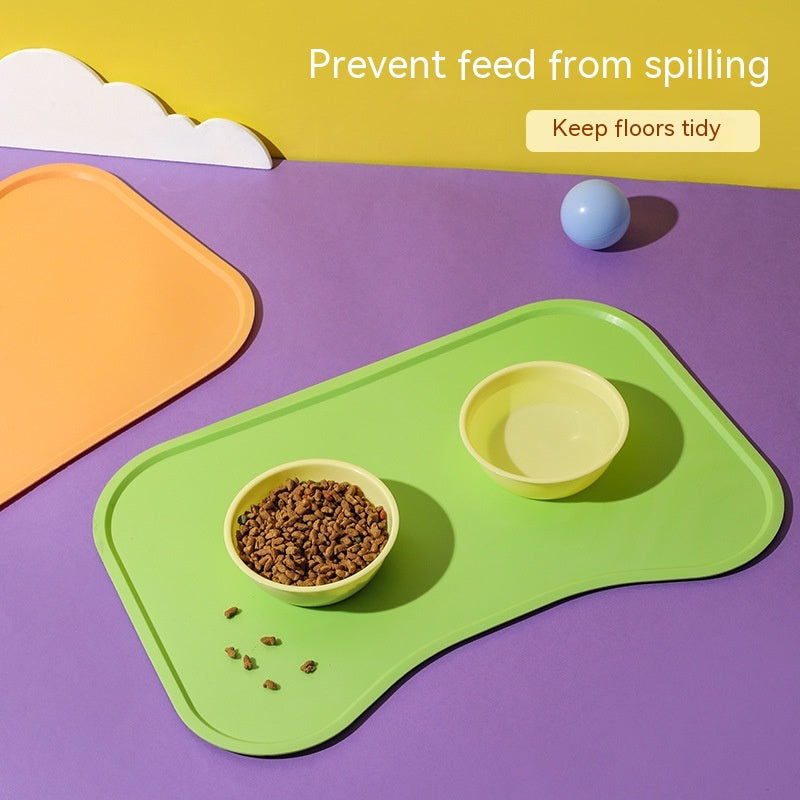 KFX-3655613 Waterproof Silicone Pet Placemat for Dogs and Cats - Easy to Clean Anti-Overflow Design, Available in Green, Pink, Yellow