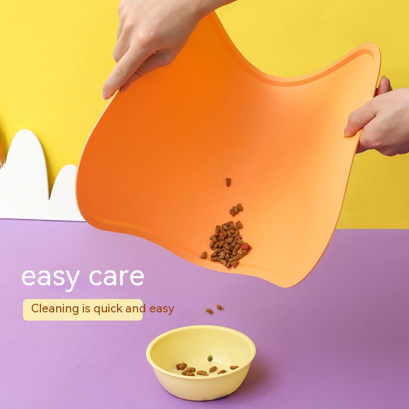 KFX-3655613 Waterproof Silicone Pet Placemat for Dogs and Cats - Easy to Clean Anti-Overflow Design, Available in Green, Pink, Yellow