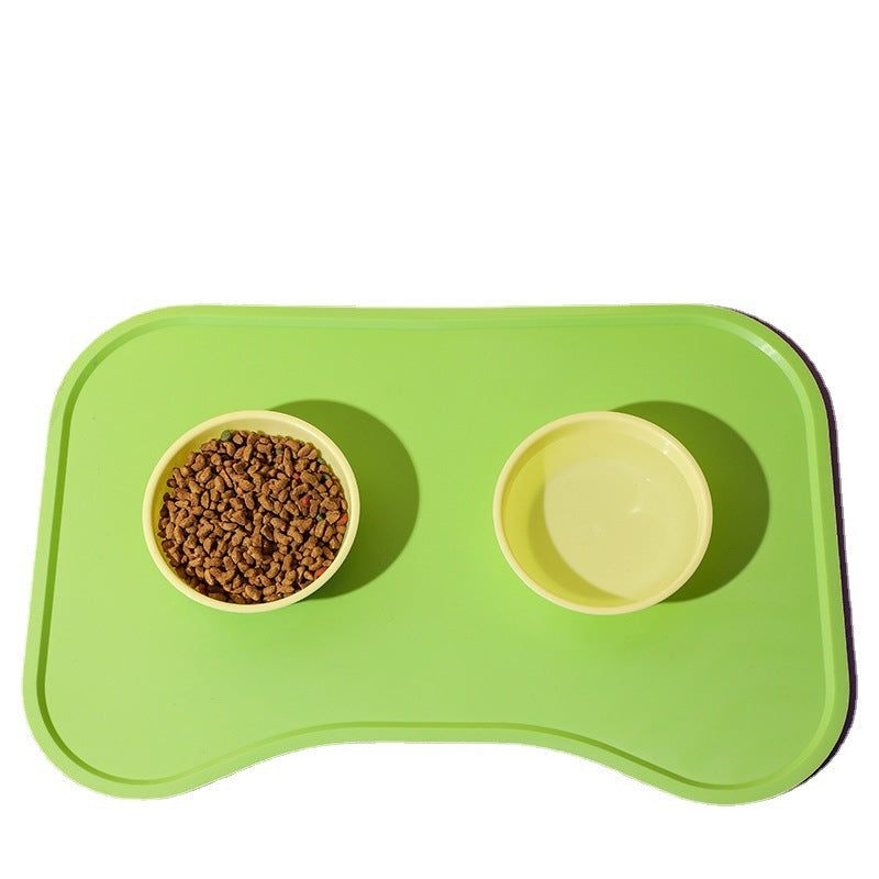 KFX-3655613 Waterproof Silicone Pet Placemat for Dogs and Cats - Easy to Clean Anti-Overflow Design, Available in Green, Pink, Yellow