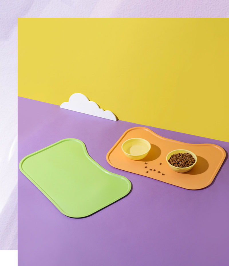 KFX-3655613 Waterproof Silicone Pet Placemat for Dogs and Cats - Easy to Clean Anti-Overflow Design, Available in Green, Pink, Yellow
