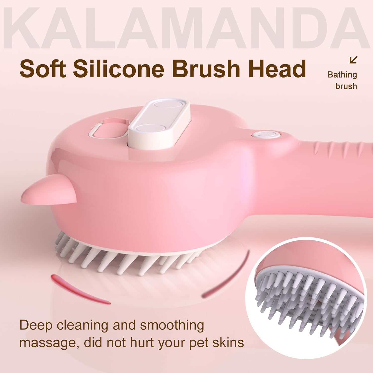 KFX-3657917 4-in-1 Cat Steam Brush with Handle, Rubber Pet Misting Brush, Easy Release for Grooming Dogs and Cats