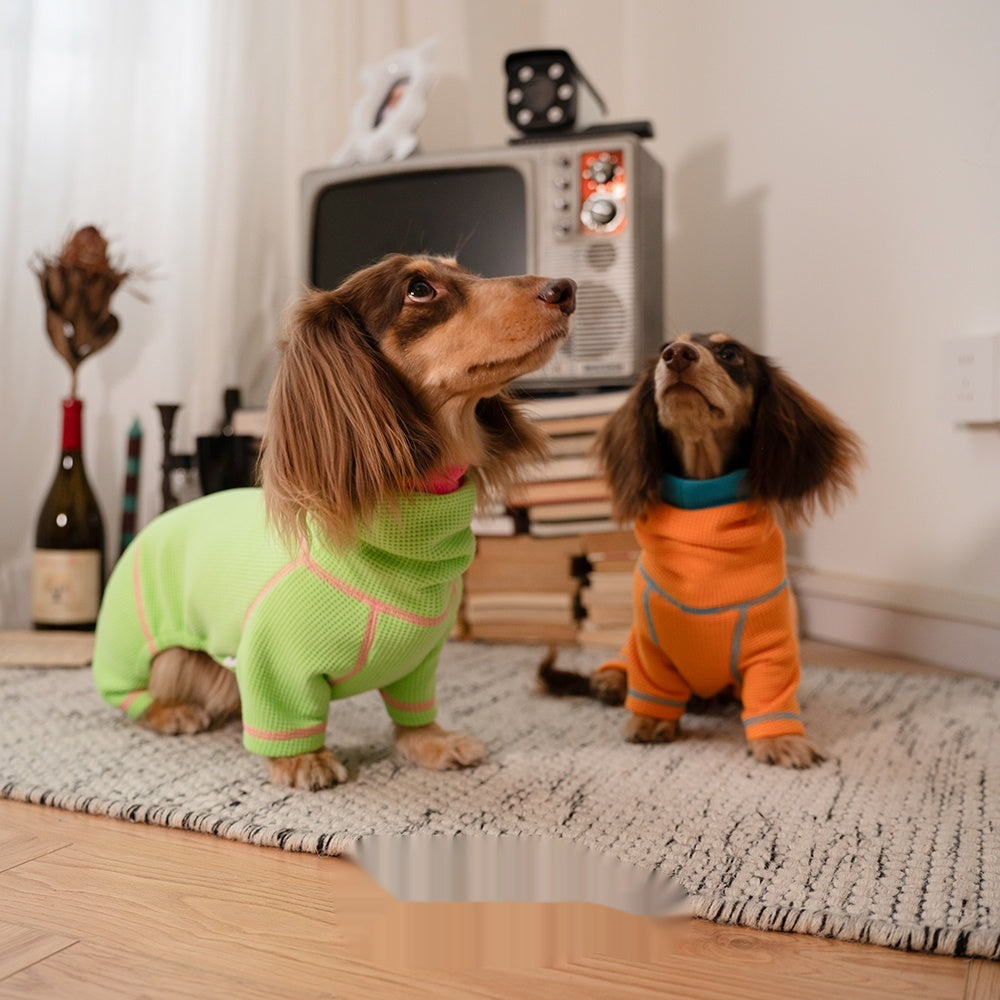 KFX-3658301 Cozy Waffle Pullover for Dachshunds - Four-Legged Pet Clothing for All Seasons