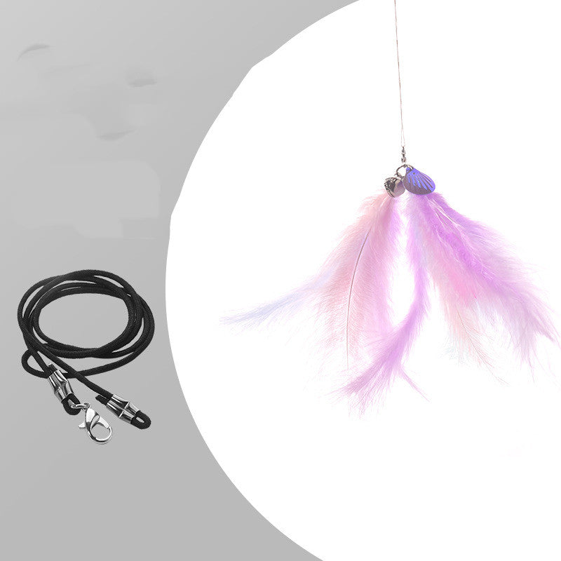 KFX-3660349 Interactive Cat Teaser Stick with Laser and Feather Attachments