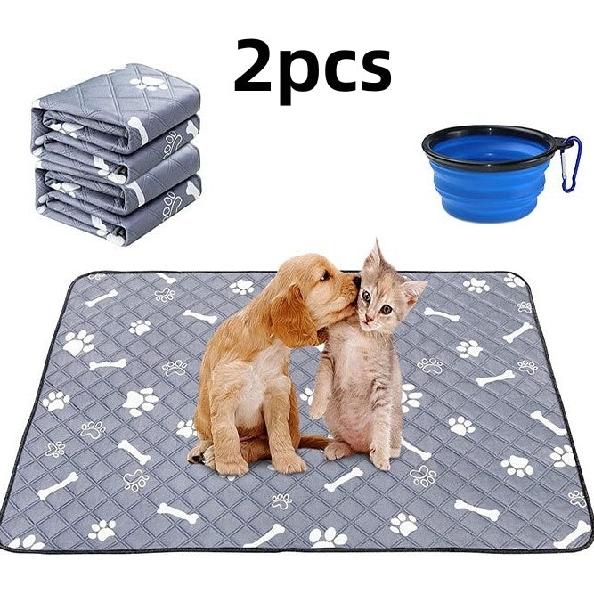 KFX-3661373 Washable Dog and Cat Urine Pad - Multiple Sizes with Footprints and Bone Design