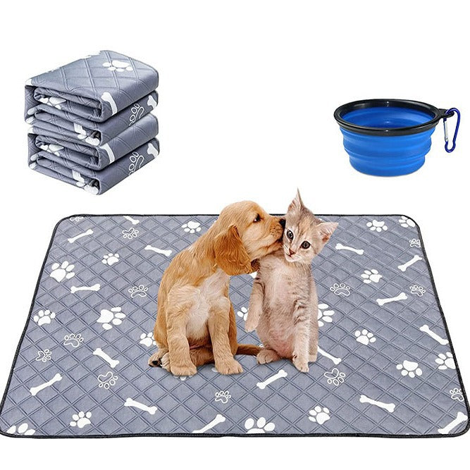 KFX-3661373 Washable Dog and Cat Urine Pad - Multiple Sizes with Footprints and Bone Design