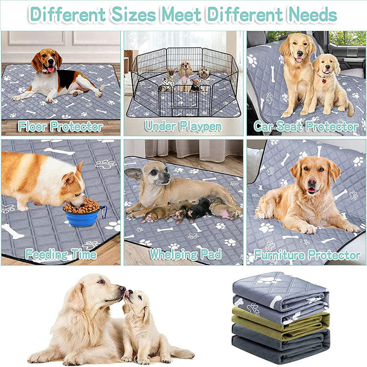KFX-3661373 Washable Dog and Cat Urine Pad - Multiple Sizes with Footprints and Bone Design