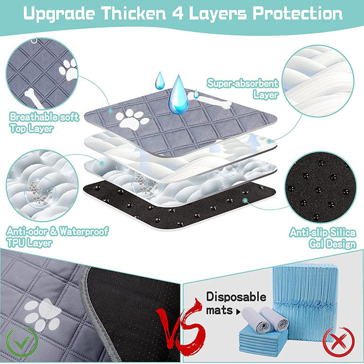 KFX-3661373 Washable Dog and Cat Urine Pad - Multiple Sizes with Footprints and Bone Design