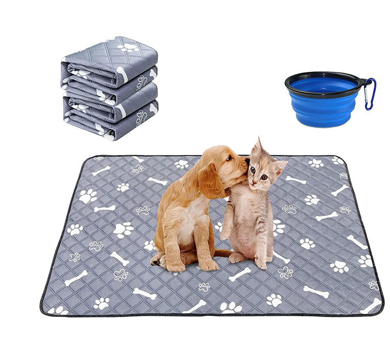 KFX-3661373 Washable Dog and Cat Urine Pad - Multiple Sizes with Footprints and Bone Design