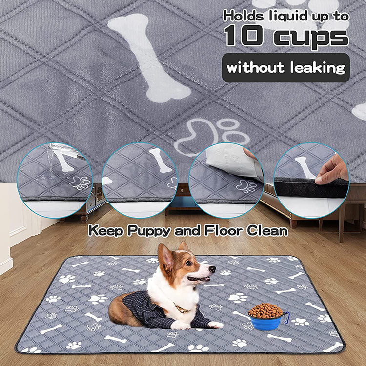 KFX-3661373 Washable Dog and Cat Urine Pad - Multiple Sizes with Footprints and Bone Design