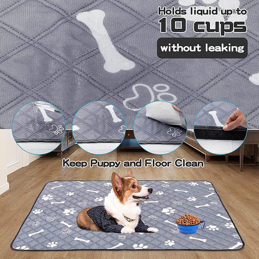 KFX-3661373 Washable Dog and Cat Urine Pad - Multiple Sizes with Footprints and Bone Design