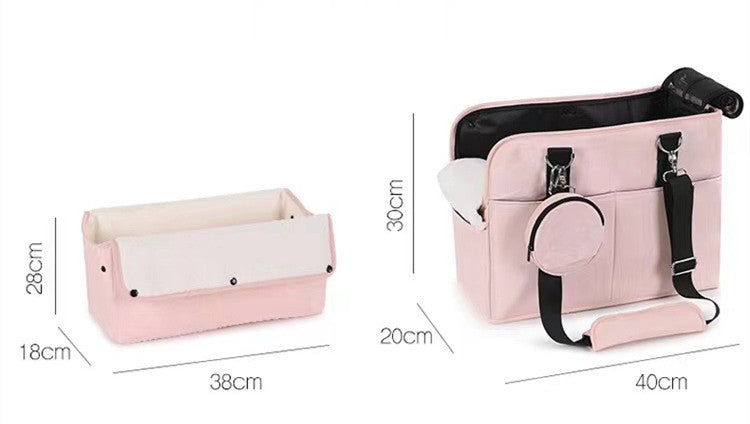 KFX-3661757 Korean Summer Portable Medium Soft Nylon Dog Bag in Pink and Black